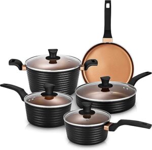 Cohafa Nonstick Cookware Set, Black, 9 Pieces