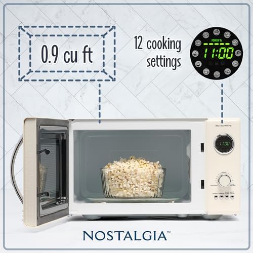 Nostalgia Retro Countertop Microwave Oven - Ivory - Image 2