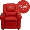 Flash Furniture Personalized Red Vinyl Kids Recliner