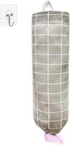 SYIPO Plaid Grey Reusable Bag Organizer, Wall Mount