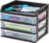 IRIS Plastic Desk Top 3-Drawer Storage Organizer