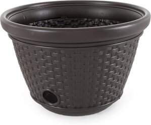 Suncast Plastic Wicker Hose Storage Hideaway Pot
