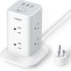 TESSAN Power Strip Tower With 8 Outlets, 3 USB Chargers