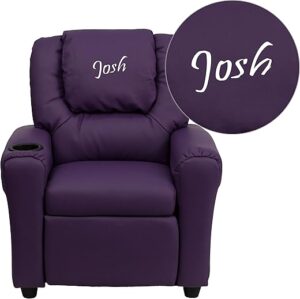 Flash Furniture Purple DG-ULT PUR-TXTEMB-GG: Kids Recliner With Cup Holder