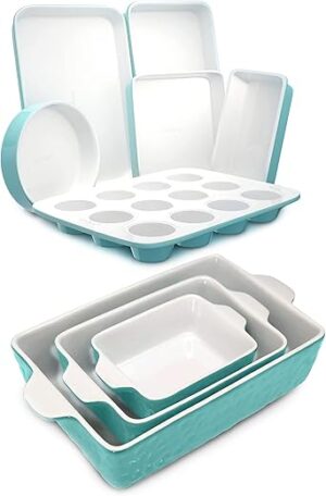 NutriChef Rectangular Ceramic 3 Piece Nonstick Bakeware Set
