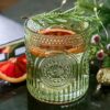 Kate Aspen Retro Arch Floral Green Drinking Glasses Set