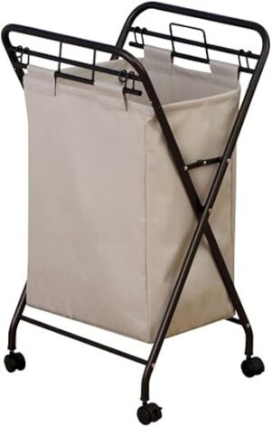 Household Essentials Rolling Laundry Hamper With Canvas Bag
