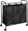 Household Essentials Rolling Triple Laundry Sorter, Black