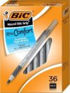 BIC Round Stic Grip Xtra Comfort Pens, Medium Point, 36-Count