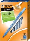 BIC Round Stic Xtra Life Ballpoint Pen, Medium Point, Blue, 36-Count