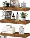 QEEIG Rustic Brown Floating Shelves Set 16 Inch (015-BN3)