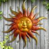 Daogtc Rustic Metal Sun Wall Art Decor