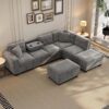 P PURLOVE Sectional Sofa With Chaise & Ottoman