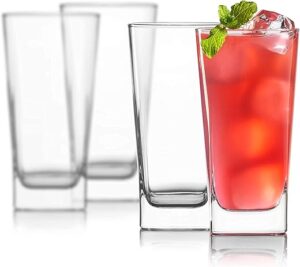 Red Rocks Set Of 4 Highball Glasses With Straws