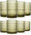 SoulTimes Set Of 8 Vintage Green Hobnail Glasses