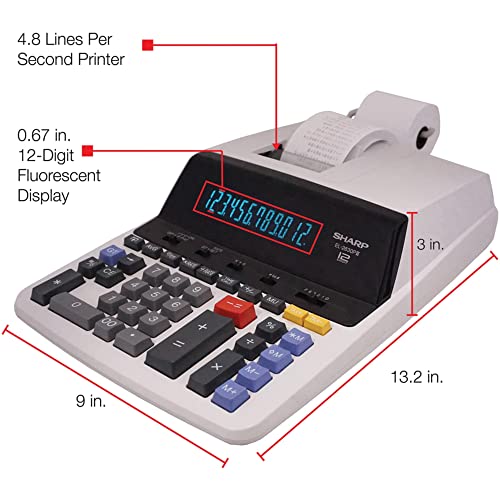Sharp EL-2630PIII 12 Digit Printing Calculator - Image 3