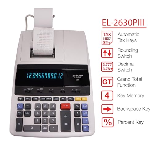 Sharp EL-2630PIII 12 Digit Printing Calculator - Image 4