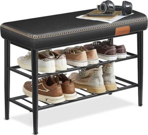 VASAGLE Shoe Rack Bench, Mid-Century Modern