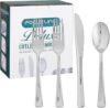 FOCUSLINE Silver Plastic Silverware Set, 160 Pack