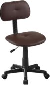 VECELO Small Armless Office Desk Chair, Coffee