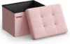 SONGMICS Small Folding Storage Ottoman, Jelly Pink ULSF102R01