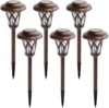 GIGALUMI Solar Lights Outdoor 6 Pack, Brown