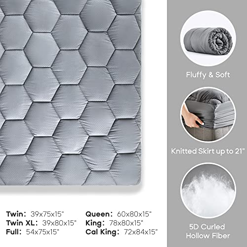 Sonive Waterproof Mattress Pad, Fluffy Soft, Grey, Queen - Image 5