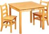 ECR4Kids Square Hardwood Table With Chairs, Honey
