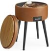 VASAGLE Storage Ottoman, Synthetic Leather Stool, Caramel