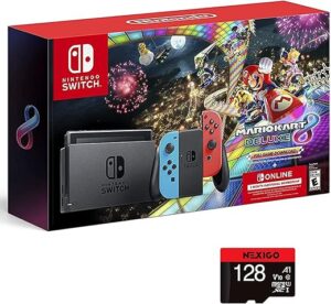 Nintendo Switch Console Holiday Bundle - Neon Mario, 128GB MicroSD