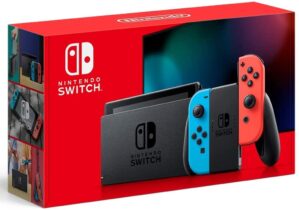 Nintendo Switch With Neon Blue And Red Joy‑Con