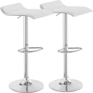 VECELO Swivel Adjustable Bar Stools Set, Pearl White
