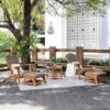 Cambridge Casual Teak Wood Padded Patio Conversation Set