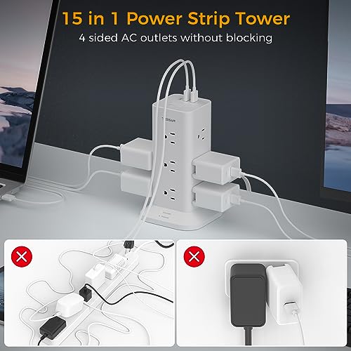 TESSAN Power Strip Tower With Surge Protection - Image 3