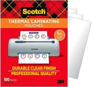 Scotch Thermal Laminating Pouches, 100 Count, Clear