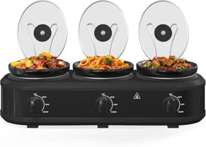 HEYNEMO Triple Slow Cooker 3×1.5 QT Buffet
