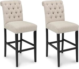 Signature Design by Ashley Tripton Casual 30″ Tufted Barstool, Beige