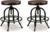Signature Design by Ashley Valebeck Industrial Adjustable Swivel Barstool, 2 Count