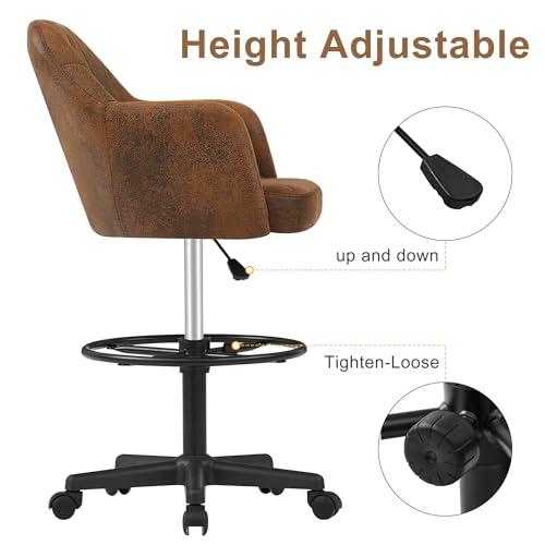VECELO Home Office Desk Chair, Adjustable Ergonomic Stool - Image 4