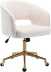 KCC Velvet Swivel Desk Chair with Gold Base