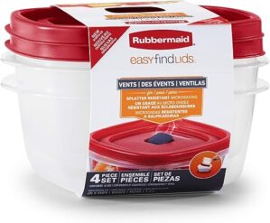 Rubbermaid Vented Lids Food Storage Containers, 5-Cup