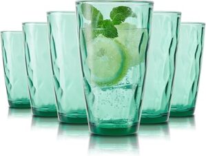 CREATIVELAND Vintage Green Drinking Glasses Set, 15.8 oz