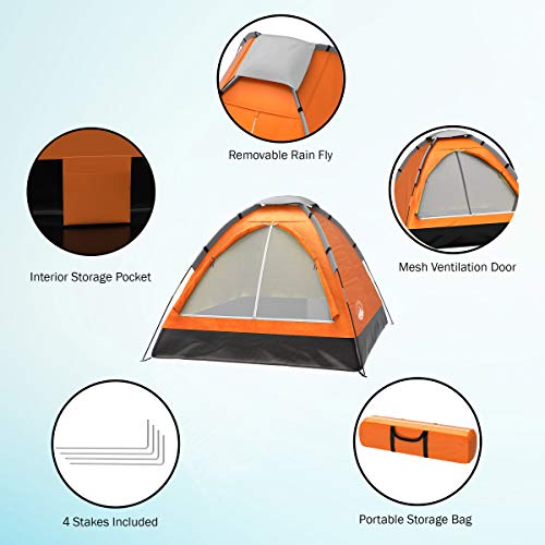 Wakeman 2-Person Lightweight Camping Tent (Orange) - Image 3