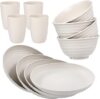 Wwyybfk Wheat Straw Dinnerware Sets, Microwave Safe