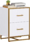YITAHOME White And Gold Lateral Filing Cabinet