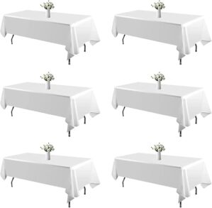 Blissource White Rectangle Tablecloth 60x102 Inch 6 Pack