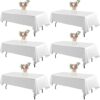 HAPOWELL White Tablecloths For 6 Foot Table
