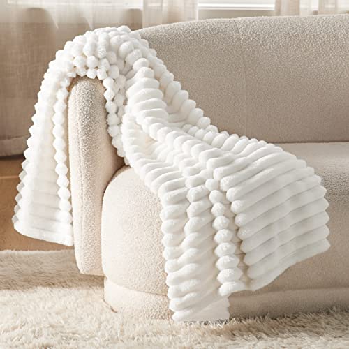 White Throw Blanket - Super Soft Cozy, 50x60 Inches - Image 2