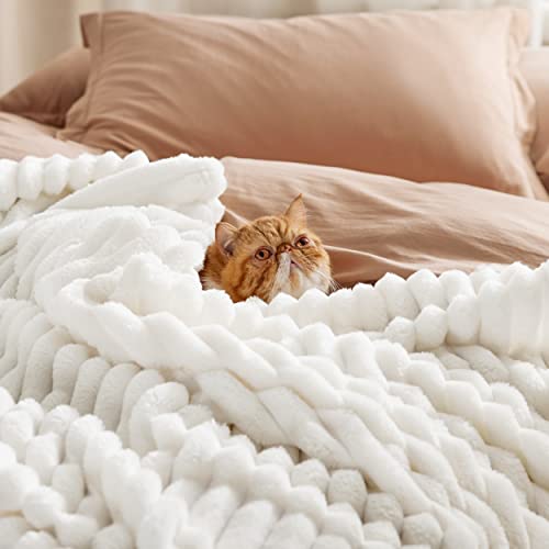 White Throw Blanket - Super Soft Cozy, 50x60 Inches - Image 3