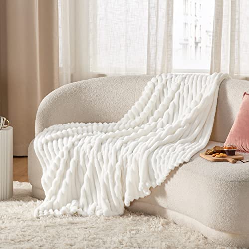 White Throw Blanket - Super Soft Cozy, 50x60 Inches - Image 5